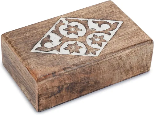 Miniatura 9 de Ajuny Caja Joyero de Madera para Recuerdos de 8 x 5 pulgadas – Cofre Decorativo Hecho a Mano para Hombres y Mujeres, Caja de Almacenamiento