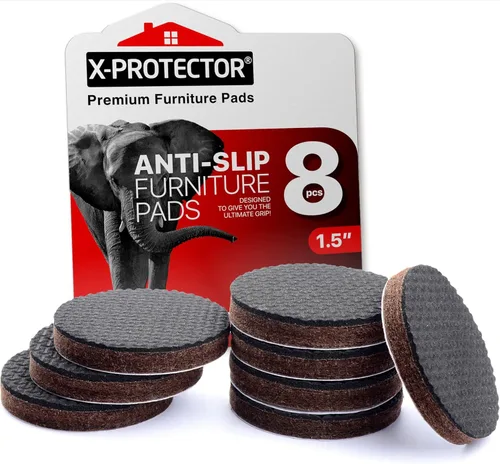 Almohadillas antideslizantes X-Protector para muebles, 8 unidades de 1 1/2 pulgadas, pinzas de muebles de primera calidad, patas de goma