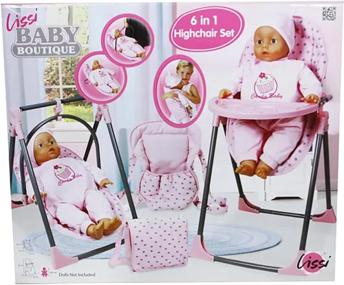 Miniatura 2 de Lissi Juego de silla alta convertible 6 en 1 de muñeca bebé