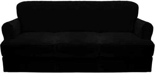 Miniatura 22 de CUCRAF Funda para sofá con cojines de 3 piezas, fundas deslizantes de terciopelo suave y grueso para sofá de la sala de estar, protector de muebles