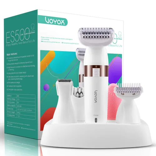 VOYOR Afeitadora eléctrica para mujer, depiladora de bikini para cara y cuerpo, kit de peluquería 5 en 1, afeitadora de bikini para mujer,