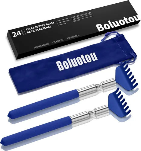 Miniatura 10 de Kuvvfe Paquete de 2 rascadores de espalda extensibles portátiles, rascador de espalda telescópico de acero inoxidable con hermoso embalaje de regalo