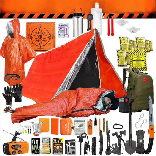 Miniatura 11 de Kit de supervivencia de 48 horas – 228 piezas de equipo de supervivencia y suministros, mochila de emergencia de 45 L, primeros auxilios, filtro
