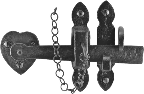 Miniatura 24 de Renovators Supply Manufacturing Cerradura de puerta de hierro forjado negro de 6.5 pulgadas con herrajes de montaje