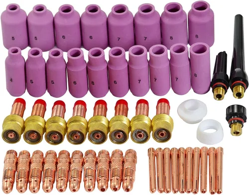 Miniatura 10 de RIVERWELD TIG Gas Lens Collets Cuerpos 45V Serie 10N Boquilla de alúmina de gran diámetro Tazas de cerámica 54N14 8#, 54N15 7#, 54N16 6#, 54N17 5#