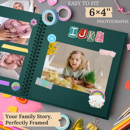 Miniatura 5 de Álbum de recortes de 8 x 8 pulgadas, álbum de recortes DIY de tapa dura de papel kraft, álbumes de fotos, 40 páginas, perfecto para fotos de 4 x 6