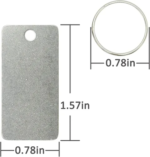 Miniatura 2 de Paquete de 25 etiquetas rectangulares de acero inoxidable con un agujero