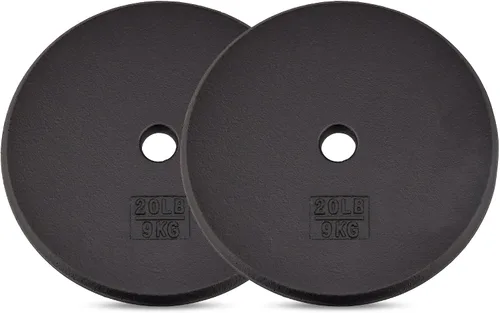 Miniatura 9 de Yes4All Standard Weight Plates, 1-Inch Cast Iron Barbell Weights, Wide Range 5–50 LB, Ideal for Strength Training & Workout Routine, Available in