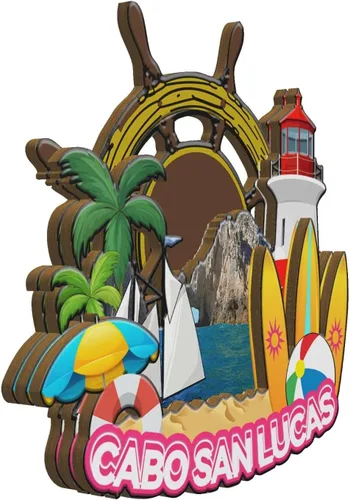 Miniatura 2 de Cabo San Lucas México Imán para nevera de madera 3D, monumentos coleccionables para viajes, decoración hecha a mano -2001
