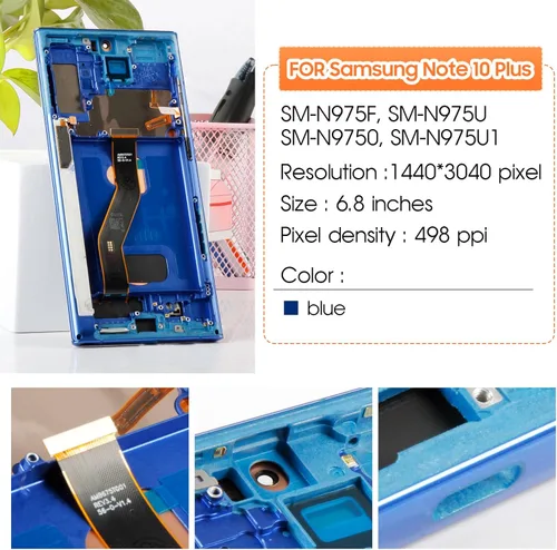 Miniatura 2 de Pantalla OLED para Samsung Galaxy Note 10 Plus Reemplazo de pantalla para Samsung Note 10+ Pantalla LCD SM-N975U Pantalla táctil Digitalizador Azul