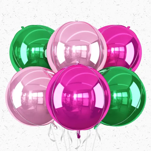 Miniatura 30 de 6 globos redondos negros de aluminio, globos redondos gigantes 4D, globo negro metálico de 22 pulgadas para Año Nuevo, cumpleaños, boda, graduación