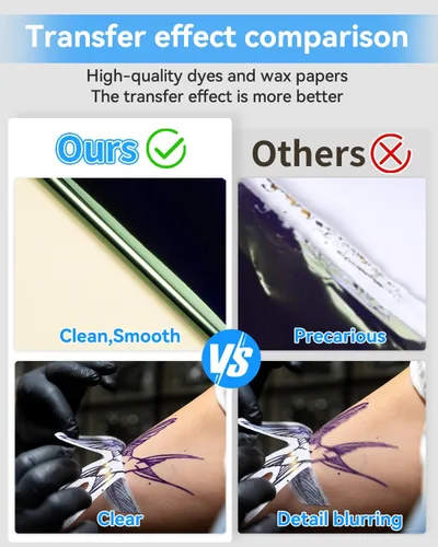 Miniatura 5 de Phomemo 35 hojas de papel para plantillas de tatuaje, papel de transferencia para tatuar, compatible con Itari M08F, TP81, TP83, A886, A887