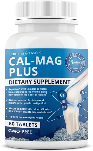 Rawleigh Calcio y magnesio con algas marinas Aquamin – Complejo multimineral con vitamina D3, K2, boro y fósforo | Apoya la función de huesos,