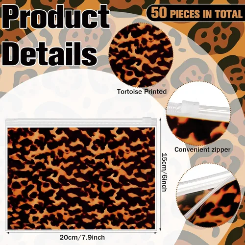 Miniatura 2 de Abbylike Bolsas de maquillaje de leopardo a granel bolsas de cosméticos de plástico para mujer, bolsas de maquillaje de guepardo con cremallera