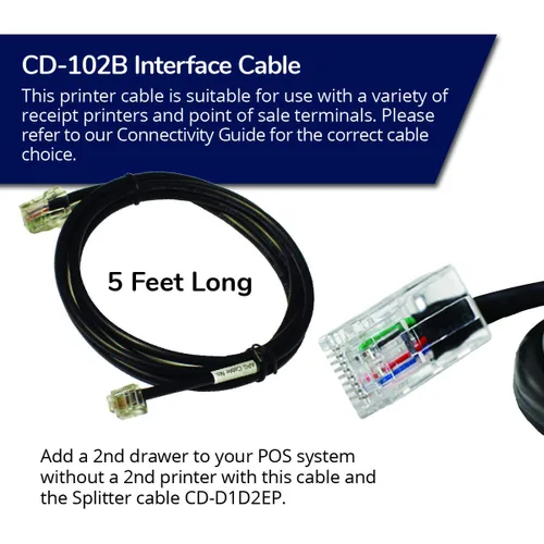 Miniatura 5 de APG Cable de interfaz de impresora CD-102B Cable para conexión de cajón de efectivo a impresora 1 x RJ-12 macho - 1 x RJ-45 macho Se conecta