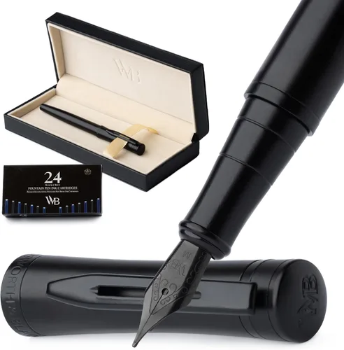 Miniatura 10 de Conjunto de pluma estilográfica Wordsworth & Black, plumín extra fino dorado de 18 quilates, incluye 24 cartuchos de tinta, convertidor de repuesto