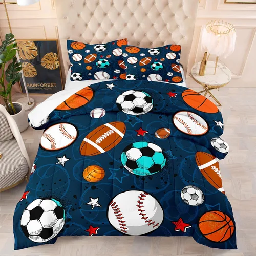 Tailor Shop - Juegos de edredón deportivos para niños, tamaño completo, ropa de cama deportiva para niños, adolescentes, fútbol, baloncesto,