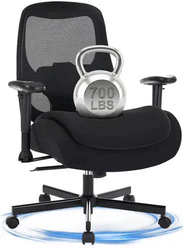 Miniatura 11 de BOSMILLER Silla de oficina grande y alta de 700 libras con cojín de asiento ancho y grueso para sentarse todo el día, silla de escritorio ergonómica
