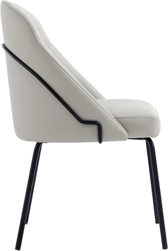 Miniatura 7 de Manhattan Comfort Gracie - Juego de 1 sillas de comedor modernas de piel sintética, asiento tapizado de piel sintética, patas de acero, espuma