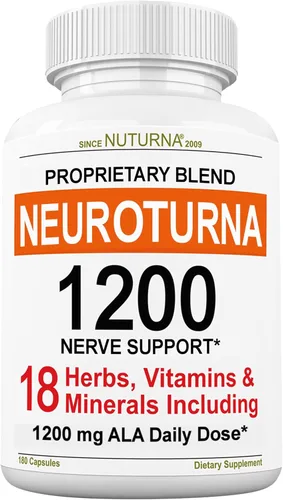 Neuroturna Suplemento de apoyo con 1200 mg de ácido alfa lipoico puro, fórmula de máxima fuerza con ALA + vitaminas, minerales + hierbas, el mejor
