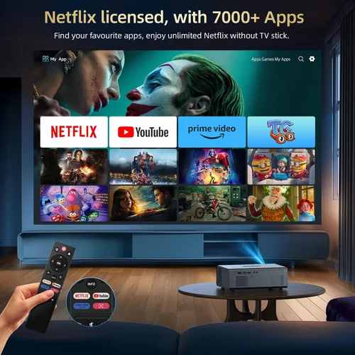 Miniatura 2 de [Compatible con Netflix y Dolby Audio] Proyector inteligente con WiFi6 y Bluetooth5.3, enfoque eléctrico y corrección automática keystone
