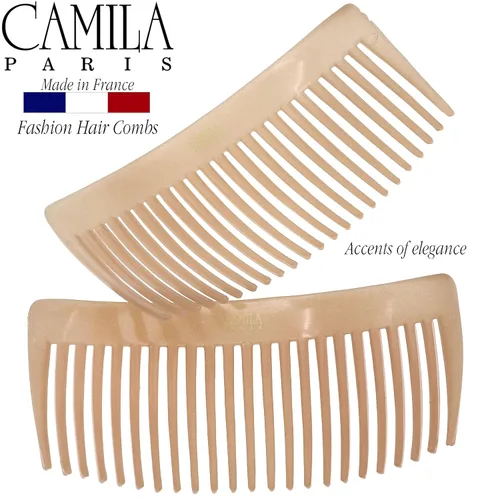 Miniatura 4 de Camila Paris CP3022 - Peines laterales franceses grandes, curvados, beige con torsión francesa para el cabello, decorativas, pinzas de sujeción