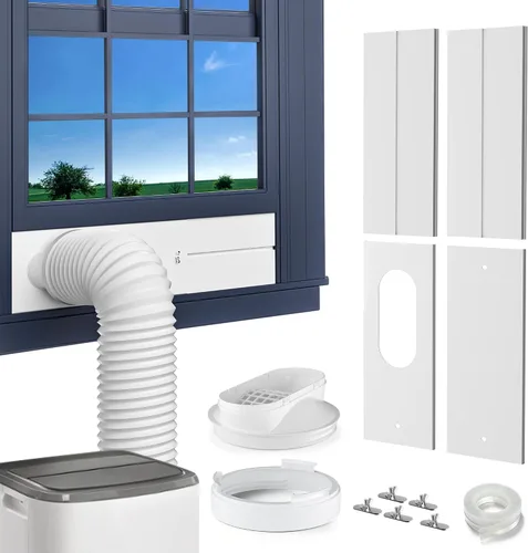 Kit portátil de ventilación de ventana de CA, con manguera de escape de 5.9 pulgadas, acoplador de 5.9 pulgadas y protector de pájaros, kit de