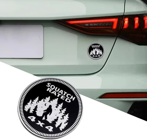 Insignias de Automóvil 3D, Emblema Squatch Badge Rated, Insignia Automotriz de Metal 4 x 4, Calcomanías de Emblema Redondo, Insignias de Emblemas