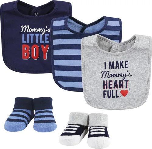 Miniatura 75 de Hudson Baby Conjunto de babero y calcetines unisex de algodón para bebé