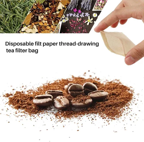 Miniatura 5 de 300 bolsas de filtro de té, bolsa de té de papel desechable con cordón, segura y fuerte penetración, papel sin blanquear para té y café de hojas