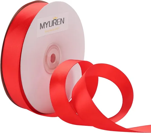 Miniatura 30 de Cinta de satén sólida de 3/8 pulgadas, cinta de satén roja de doble cara para manualidades, envoltura de regalos, recuerdos de fiesta, baby shower