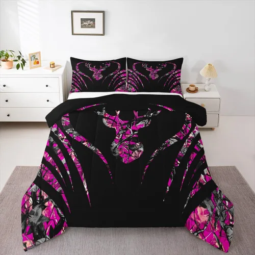 Miniatura 30 de Feelyou Juego de edredón de caza de patos para niñas y niños, edredón de patos de malardo, juego de ropa de cama de caza y pesca, juego de edredón