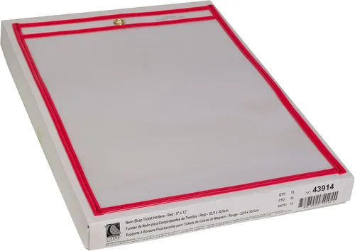 Miniatura 2 de C-Line sobres estuches para boletos de compra con cosido de neón, 9 x 12 pulgadas, Rojo