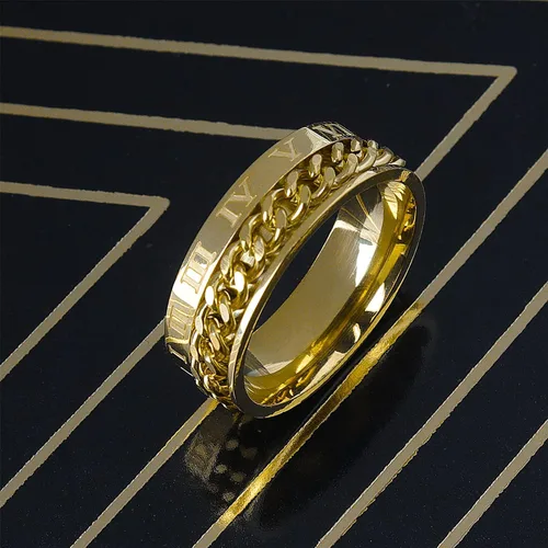 Miniatura 3 de liforlove Anillo giratorio de acero inoxidable con números romanos para aliviar el estrés, rotación, anillo para la ansiedad para hombres, mujeres