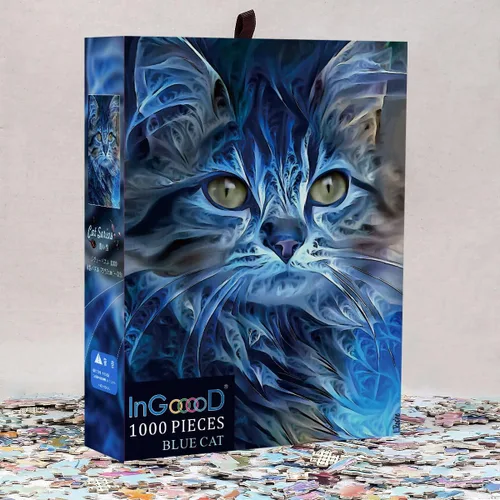 Miniatura 2 de Ingooood Rompecabezas de 1000 piezas de juguetes de entretenimiento de la serie de gatos para adultos, regalo especial de graduación o cumpleaños
