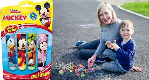 Miniatura 3 de JA-RU Disney Sidewalk Chalk Sticks (1 unidad) Mickey & Minnie. Tiza de suelo y tabla, juguetes para exteriores, tiza gigante, juego de arte lavable
