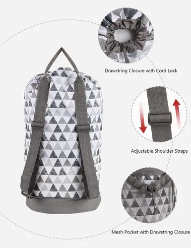 Miniatura 3 de Dalykate Mochila Bolsa para Lavandería, Mochila para Lavandería con Correas para el Hombro y Bolsillo de Malla, Bolsa Cesto para Ropa de Nailon