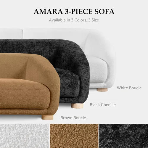 Miniatura 6 de Furniture of America Amara Modern - Juego de sofá tapizado de felpilla de 3 piezas con reposabrazos inclinados, sillón de madera, sofá biplaza