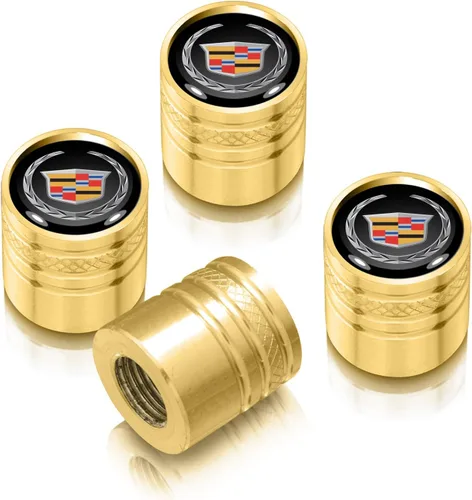 Miniatura 7 de iPick Image para Cadillac Logo en Negro sobre Rojo, Tapones de Válvula de Neumático de Aluminio Estilo Cilindro