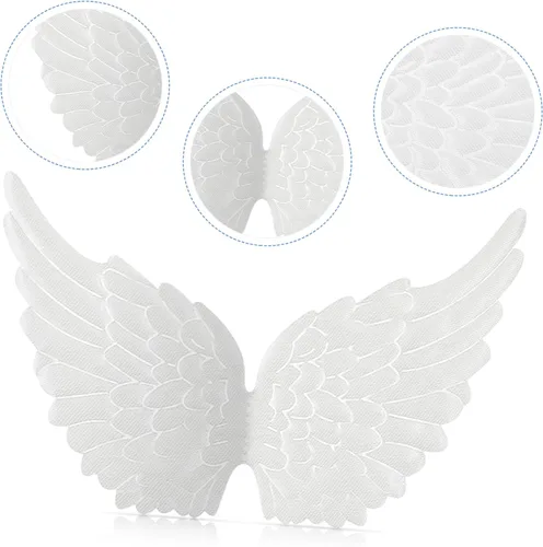 Miniatura 8 de NUOBESTY 12PCS alas de ángel alas de tela parches para bricolaje manualidades accesorios para el cabello - blanco