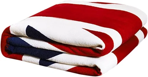 Miniatura 4 de Manta de franela suave y gruesa con bandera británica de Union Jack, de 59 x 79 pulgadas, manta grande de vellón coral esponjoso para el hogar