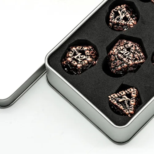 Miniatura 5 de UDIXI Juego de dados de metal DND: dados de metal D&D huecos de calavera, juego de dados poliédricos para Calabozos y Dragones Pathfinder