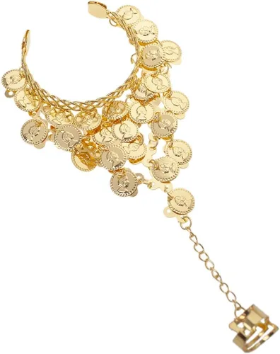 Miniatura 5 de Bellylady Gold Coins - Bufanda de cadera para danza del vientre, cinturón de baile al por mayor y pulsera gitana