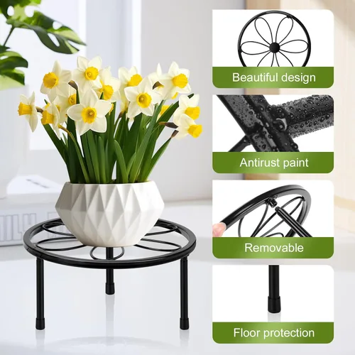 Miniatura 3 de ESRICH Soporte para Plantas de Interior, Soporte para Plantas, Soportes para Plantas al Aire Libre para Múltiples, Soportes de Metal para Plantas