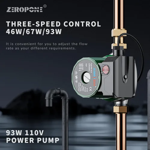 Miniatura 5 de ZeroPone Bomba de Recirculación de Agua Caliente, Bomba Circuladora de Agua 93W NPT 3/4" con Adaptador NPT 1/2", Cabezal de Acero Inoxidable