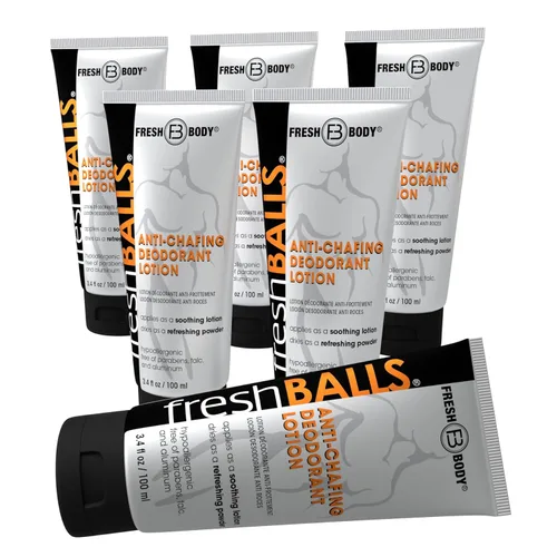 Fresh BALLS - Desodorante de crema a polvo | Loción antirozaduras y bolas desodorante para hombre, higiene para el área de la ingle, 3.4 onzas