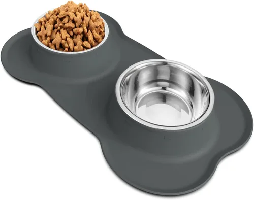 Miniatura 14 de AsFrost Cuencos para comida de perro de acero inoxidable Cuencos para mascotas y cuencos para agua de perro sin derrames ni deslizamiento, cuencos