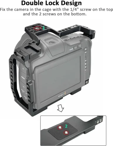Miniatura 4 de BMPCC 6K Pro y 6K G2 Kit de jaula completa, con mango superior, riel NATO y soporte SSD T5, para cámara de cine Blackmagic Design Pocket 6K Pro y 6K