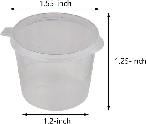 Miniatura 2 de WARMBUY Vasos desechables de plástico de 1 onza con tapas adjuntas, 100 unidades Pinturas para aderezos para ensaladas y salsas en contenedores