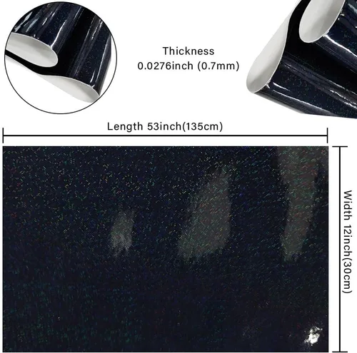 Miniatura 4 de HYANG - Espejo holográfico de piel sintética de color negro, cristal láser, 1 rollo de 12 x 53 pulgadas, piel sintética muy adecuado para aretes